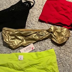 Gold Bandeau and Red Shorts Bundle